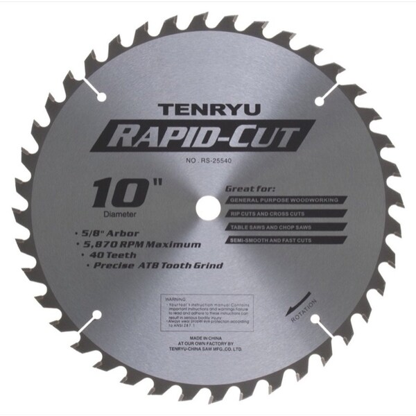 Tenryu 10in Rapid-Cut Industrial Saw Blade 40T 5/8 Arbor RS-25540 - main